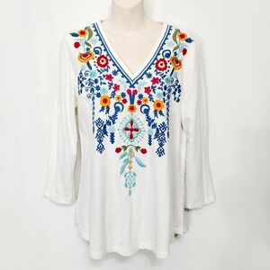 🔵BOGO FREE🔵 Reba Top Embroidered Long Sleeve Floral Sz M
